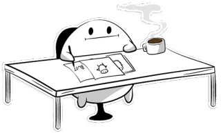 📝 BUT desenho animado, escrivaninha, personagem, vaca, café telegram sticker