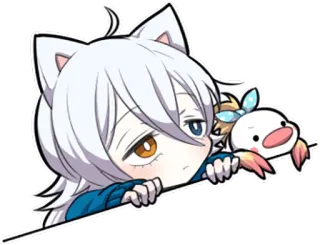 😶 Anime, Kocie uszy, Chibi, Słodkie, Kreskówka telegram sticker