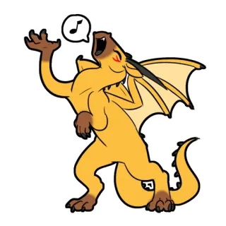 🎤 naga, kartun, bernyanyi, lucu, hewan, fantasi telegram sticker
