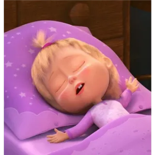 🌃 Masha Masha and the Bear Masha, Masha and the Bear, sleeping, cartoon, girl, bed whatsapp sticker