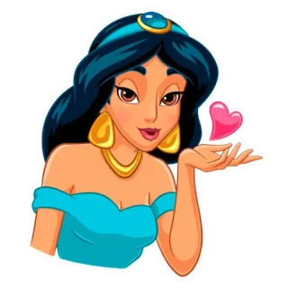 😘 Jasmine Aladdin princesa, disney, desenho animado, jasmine, coração, beijo telegram sticker
