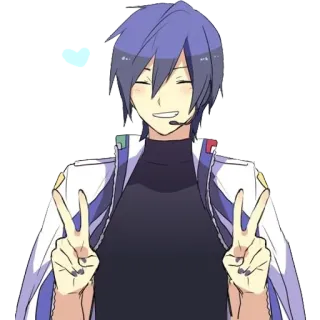 ✌ Kaito Vocaloid, Kaito, Anime, Ca sĩ, Dấu hiệu hòa bình, Âm nhạc telegram sticker