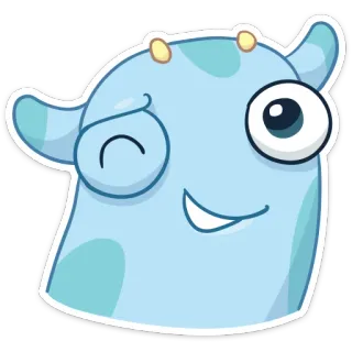 😉 mostro, carino, che fa l'occhiolino, cartone animato, creatura, amichevole whatsapp sticker