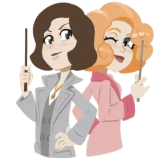 😉 desenho animado, varinha mágica, mulheres, personagens whatsapp sticker