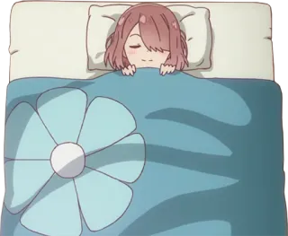 😴 Anime, Tidur, Tempat tidur, Bunga, Kartun telegram sticker