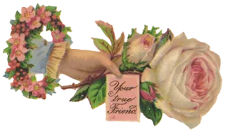 🌺 Your true Friend floreale, vintage, rosa, amicizia, mano, ghirlanda whatsapp sticker