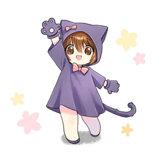 😏 Anime, Chibi, Gato, Lindo, Gatito telegram sticker
