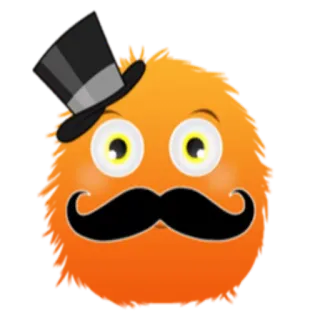 🎩 cartone animato, arancione, mostro, cappello a cilindro, baffi telegram sticker