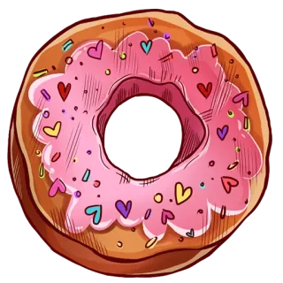 🍩 donut, vermicelles, coeurs, glaçage rose, nourriture, dessert telegram sticker