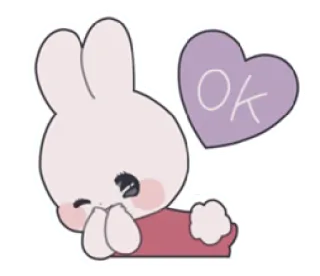 🎀 OK кролик, сердце, ок, одобрение, милый, каваий, подтверждение telegram sticker