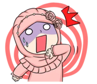 😱 kreskówka, islam, muzułmanin, hidżab, zszokowany, zaskoczenie telegram sticker
