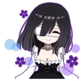 🙂 Anime, Ragazza, Chibi, Personaggio, Benda sull'occhio, Carino telegram sticker