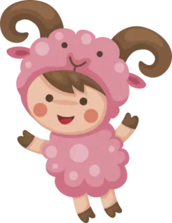 😏 domba, binatang, kostum, merah muda, anak, lucu telegram sticker
