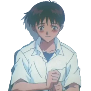 😔 Shinji Ikari Neon Genesis Evangelion 애니메이션, 에반게리온, 신지, 불안, 슬픈, 캐릭터 telegram sticker