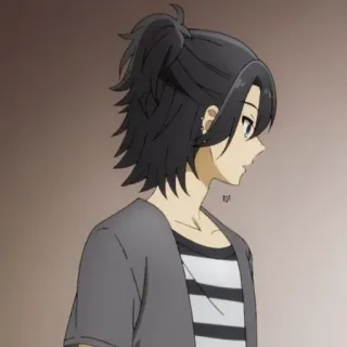 🖤 动漫, 男性, 角色, 黑发, 马尾, 侧面, 堀与宫村 telegram sticker