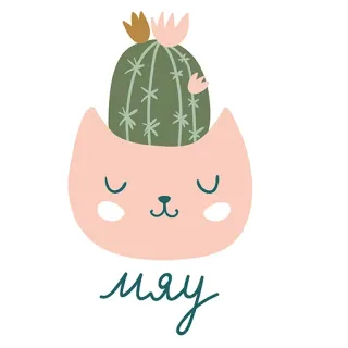 😺 мау kot, kaktus, roślina, słodki, kociak, kwiat, kreskówka telegram sticker