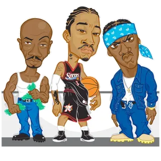 😕 basket, NBA, cartoni animati, Allen Iverson, soldi telegram sticker