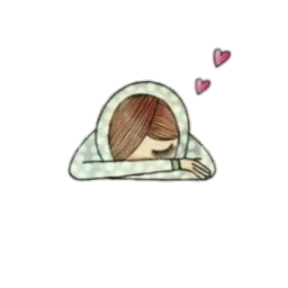 😴 triste, assonnato, cuori, illustrazione, carino telegram sticker