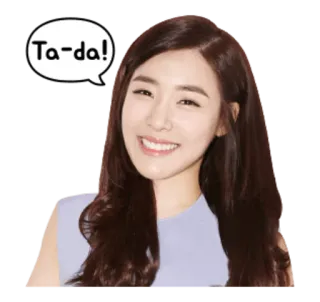 😆 Ta-da! mulher, sorrindo, tada, saudação, feliz, fofo whatsapp sticker