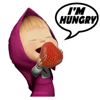 🍓 Masha Masha and the Bear I'M HUNGRY masha and the bear, hungry, strawberry, cartoon, child, food whatsapp sticker