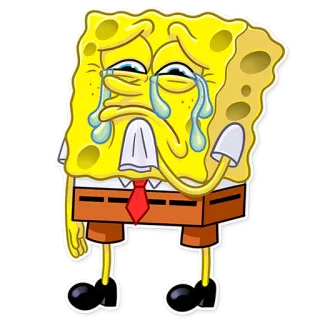 😢 Spongebob สพันจ์บ็อบ, ร้องไห้, เศร้า, การ์ตูน telegram sticker