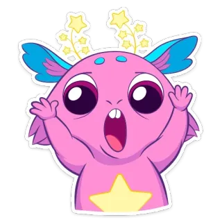 😱 słodki, potwór, kreskówka, różowy, gwiazdy, kapryśny, stworzenie whatsapp sticker