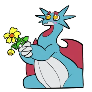 🌻 Dragonair Pokemon pokemon, dragonair, flowers, cartoon, sticker, blue, dragon whatsapp sticker