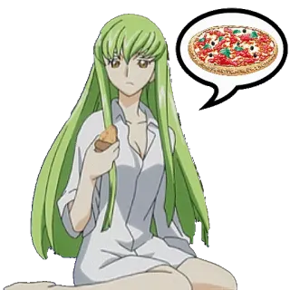 🍕 C.C. Code Geass anime, pizza, food, cc, code geass telegram sticker