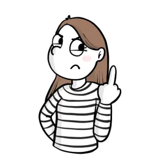 🤞 dessin animé, doigt d'honneur, geste obscène, femme, illustration, irrespectueux telegram sticker