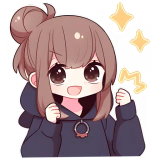 👊 anime meisje, schattig, cartoon, kawaii, glitters, digitale kunst telegram sticker
