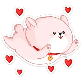 ❤️ mignon, chien, coeur, chiot, amour, animal, autocollant telegram sticker