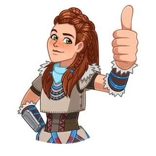 👍 Aloy Horizon Zero Dawn Video game, Polegar para cima, Aloy, Horizon Zero Dawn, Personagem, Sticker telegram sticker