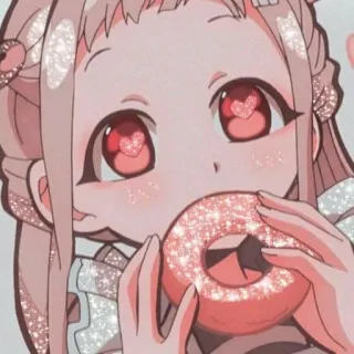 🥬 Anime, Donut, Étincelle, Mignon, Coeur, Fille telegram sticker