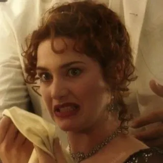 🥴 Rose DeWitt Bukater Titanic kobieta, Titanic, Rose, Kate Winslet, wyraz twarzy telegram sticker