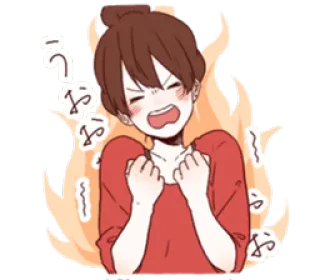 😡 うおおおお anime, exasperated, frustrated, irritated, angry, Japanese, female whatsapp sticker