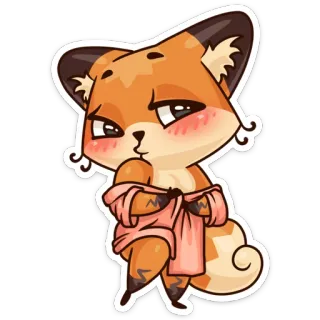😏 fox, cartoon, animal, cute, sticker, mammal whatsapp sticker