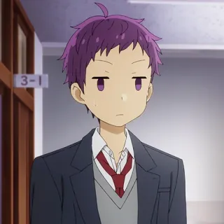 📚 anime, school uniform, purple hair, boy, anime boy telegram sticker
