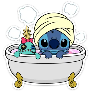 🛁 Stitch стич, лило и стич, мультфильм, дисней, ванна, ванная, милый whatsapp sticker