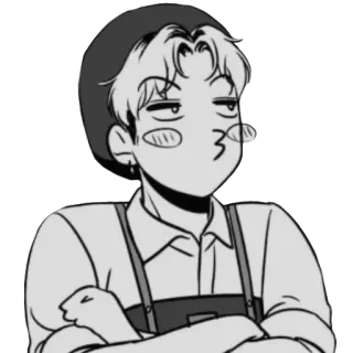 😗 สติกเกอร์, ภาพวาด, ตัวละคร, ขาวดำ telegram sticker