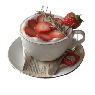 🍓 strawberry, tea, drink, dessert, cafe telegram sticker