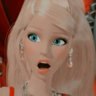 😧 Barbie doll, blonde, cartoon, princess, animated telegram sticker