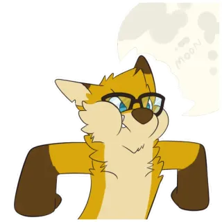 🌑 MOON cartoon, fox, moon, animal, glasses telegram sticker