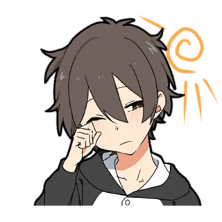 😴 Аниме, Мультфильм, Уставший, Грустный, Аниме парень, Измученный telegram sticker
