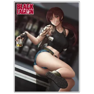 👺 Revy Black Lagoon BLACK LAGOON Anime, Pistola, Arma, Bevanda, Personaggio, Tatuaggio telegram sticker