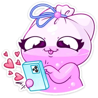 ❤ pegatina, dibujo animado, lindo, corazón, teléfono, rosa whatsapp sticker