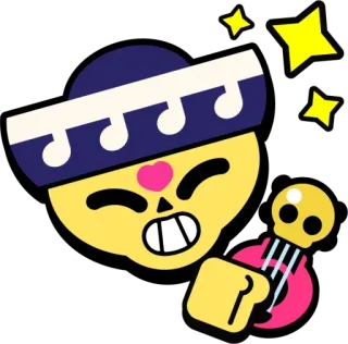 🎸 brawl stars, poco, skeleton, music, cartoon, video game, sticker telegram sticker
