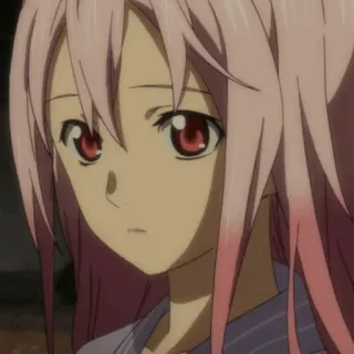 🍓 Yuzuriha Inori Guilty Crown Anime, Dziewczyna, Różowe włosy, Czerwone oczy, Yuzuriha Inori, Guilty Crown telegram sticker
