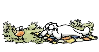 😘 cat, bird, cartoon, lazy, blanket, animal whatsapp sticker