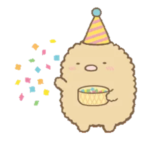 🎊 imut, kawaii, pesta, perayaan, konfeti, kartun, Sumikko Gurashi telegram sticker