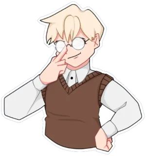 🖕 キャラクター, アニメ, メガネ, 男の子, 漫画 telegram sticker